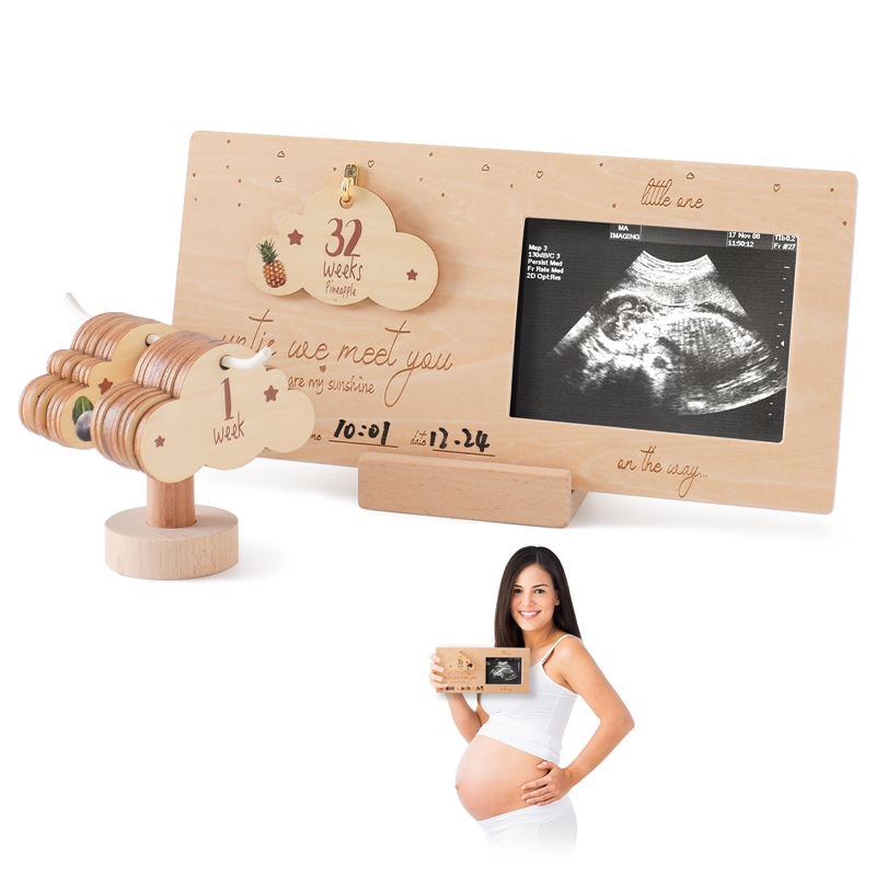 Engraved Wood Frame - Sonogram gambar bingkai bayi Ultrasound foto