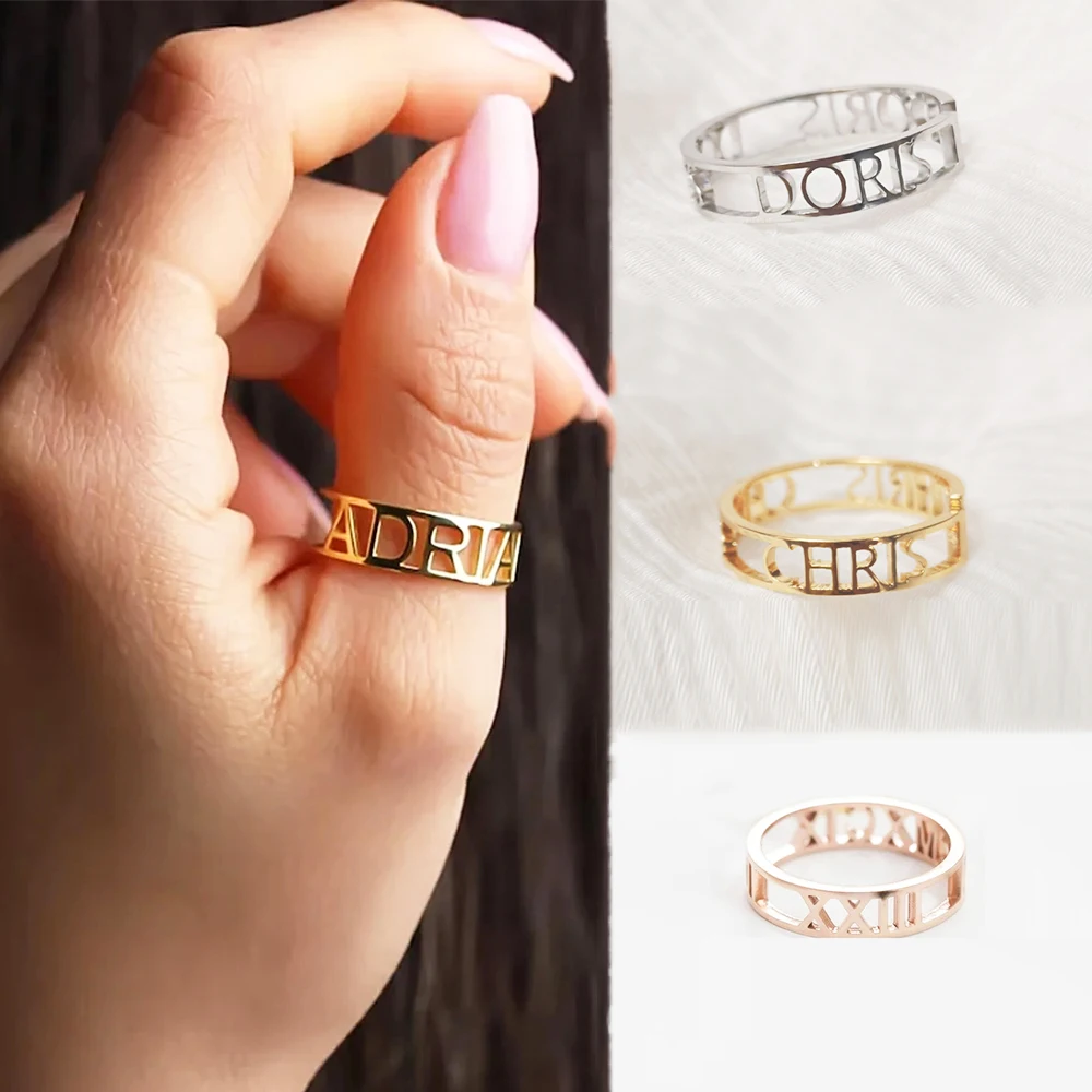 Initial Ring Custom - Cincin Terbuka Nama Huruf Kustom Dipersonalisasi