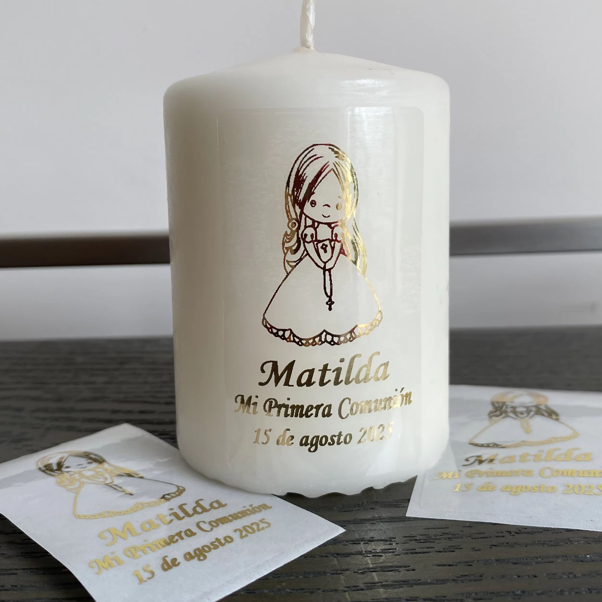 Stiker Personalisasi Komuni Pe - Personalised Candle Label ulasan dan harga
