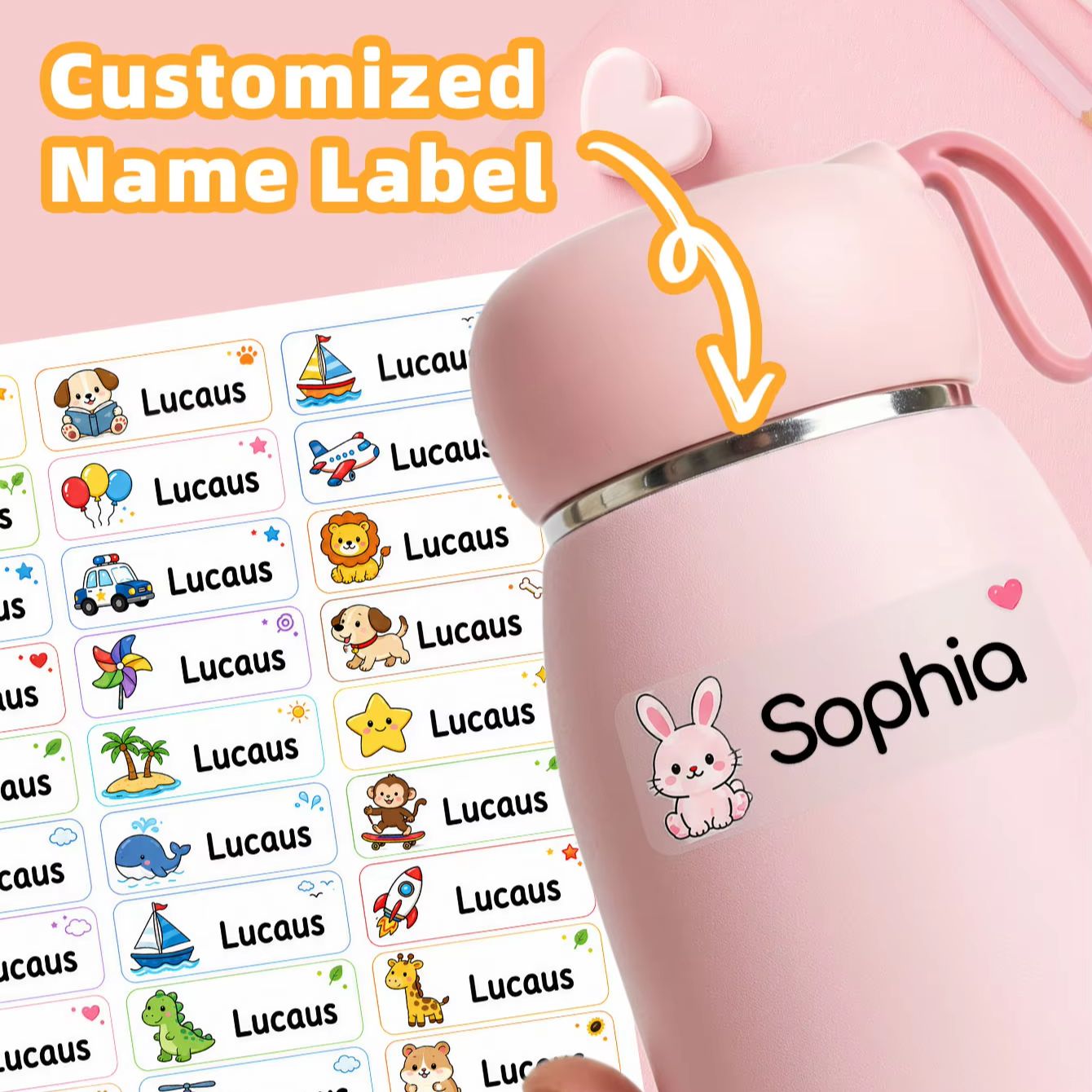 1-500PCS Stiker Nama Kartun Ku - Personalised Candle Label ulasan dan harga